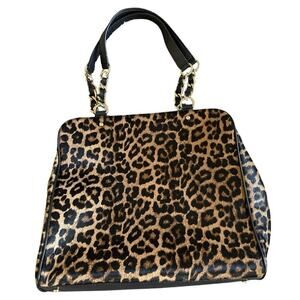 Retired Kate Spade Crown Point Garcia Shoulder Purse Gold Leopard Calf Fur